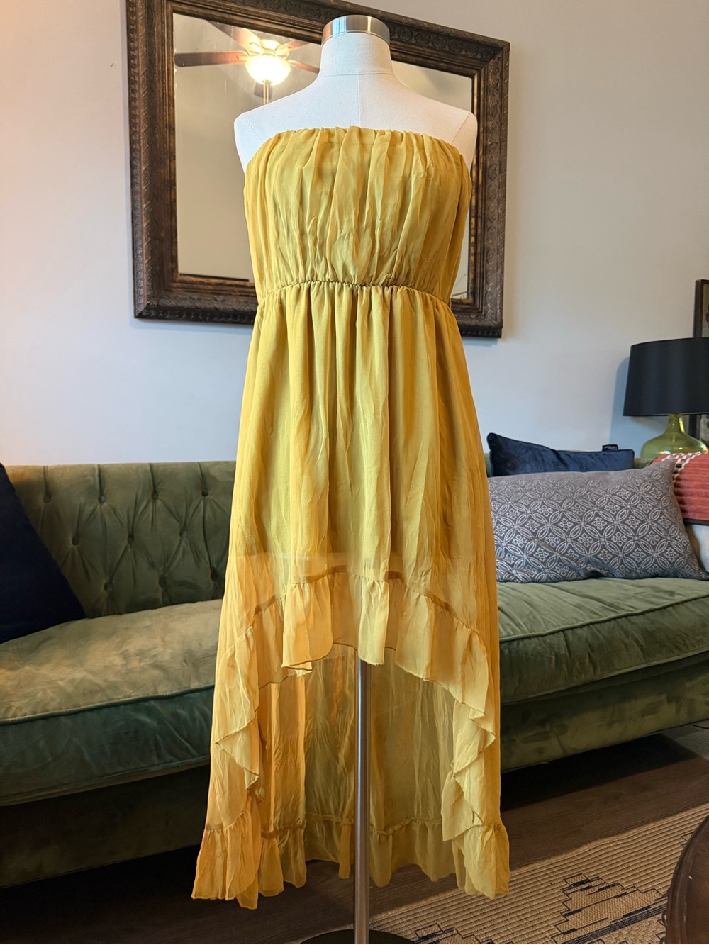 Annabelle Strapless Yellow High-Low Dress